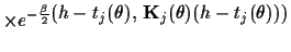 $\displaystyle \times
e^{-\frac{\beta}{2} \mbox{$\left( h-t_j(\theta) ,\, {\bf K}_j(\theta ) (h-t_j(\theta)) \right)$}}$