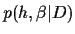 $\displaystyle p(h,\beta\vert D)$
