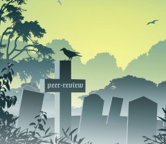 A Misty Graveyard, Cemetery with Tombstones and Crow