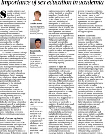 Cover Importance of sex education in academia (in: The Hindu)