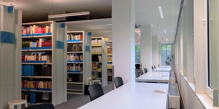 Reading room with work spaces