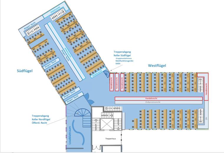 Darstellung der Sitzplätze im Lesesaal des RWS I.