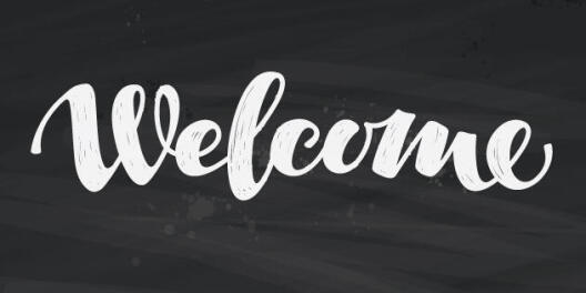Blackboard with the word welcome
