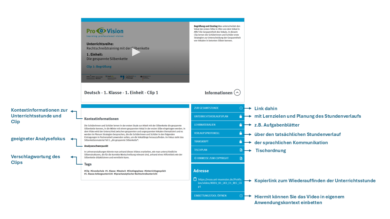 Überblick der Seitenansicht eines Clips