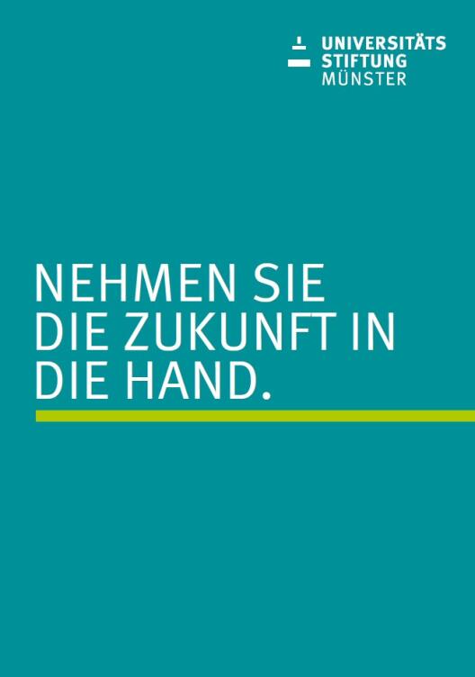 Cover der Stiftungsbroschüre "Nehmen Sie die Zukunft in die Hand"