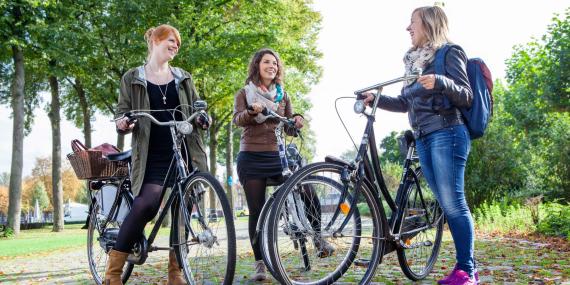 students with bicycles