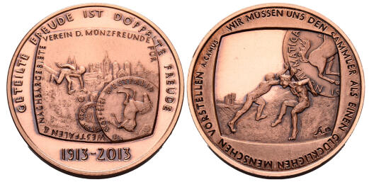 Medaille "100 Jahre Verein der Münzfreunde für Westfalen und Nachbargebiete", 2013