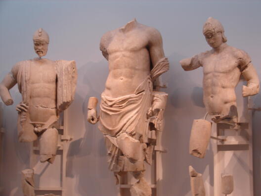 The original central group in the Archaeological Museum of Olympia