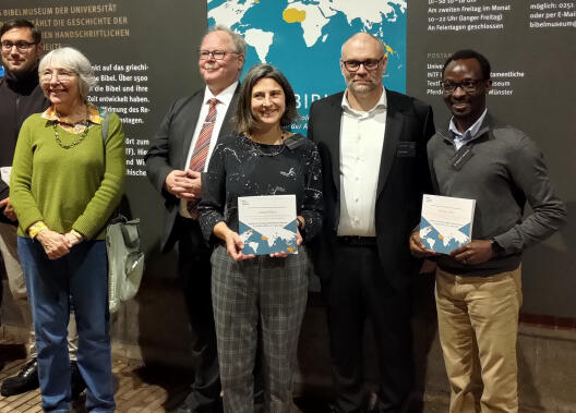 Prof. Hilary Carey (Bristol), Prof. Holger Strutwolf (Direktor Bibelmuseum), Dr. Felicity Jensz (GloBil), Dr. Jan Graefe (Kustos Bibelmuseum) und Dr. Michael Wandusim (GloBil), von links nach rechts