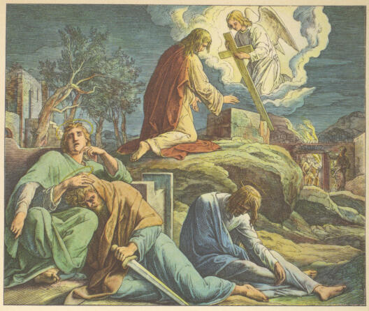 depiction of Christ and his disciples in the garden of Gethsemane