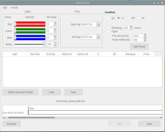 LED control program for circadian experiments or simple LED programing.