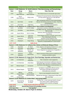 Programm - Plant Science Graduate Student Day (PSGSD) Symposium