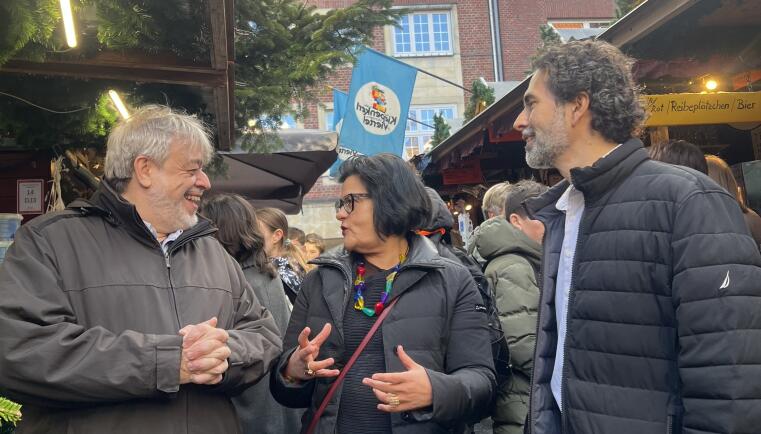 The three holders of the CAPES Brazil Chair at the german christmas market