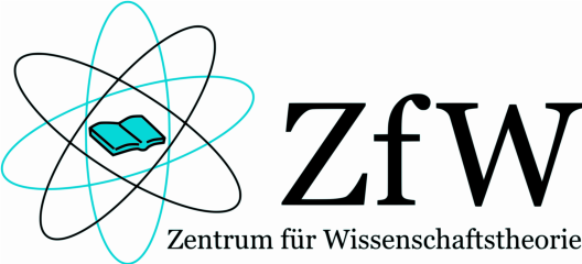 Logo of the Centre for Philosophy of Science: A book in the centre of three ellipses rotating against each other.