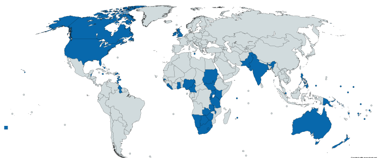 Karte mit englischsprachigen Ländern