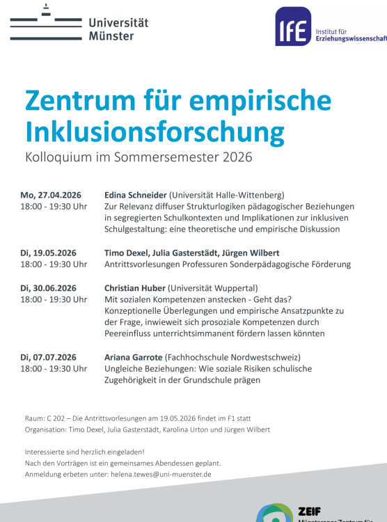 Termine für das ZEIF-Kolloquium im Sommersemester 2026