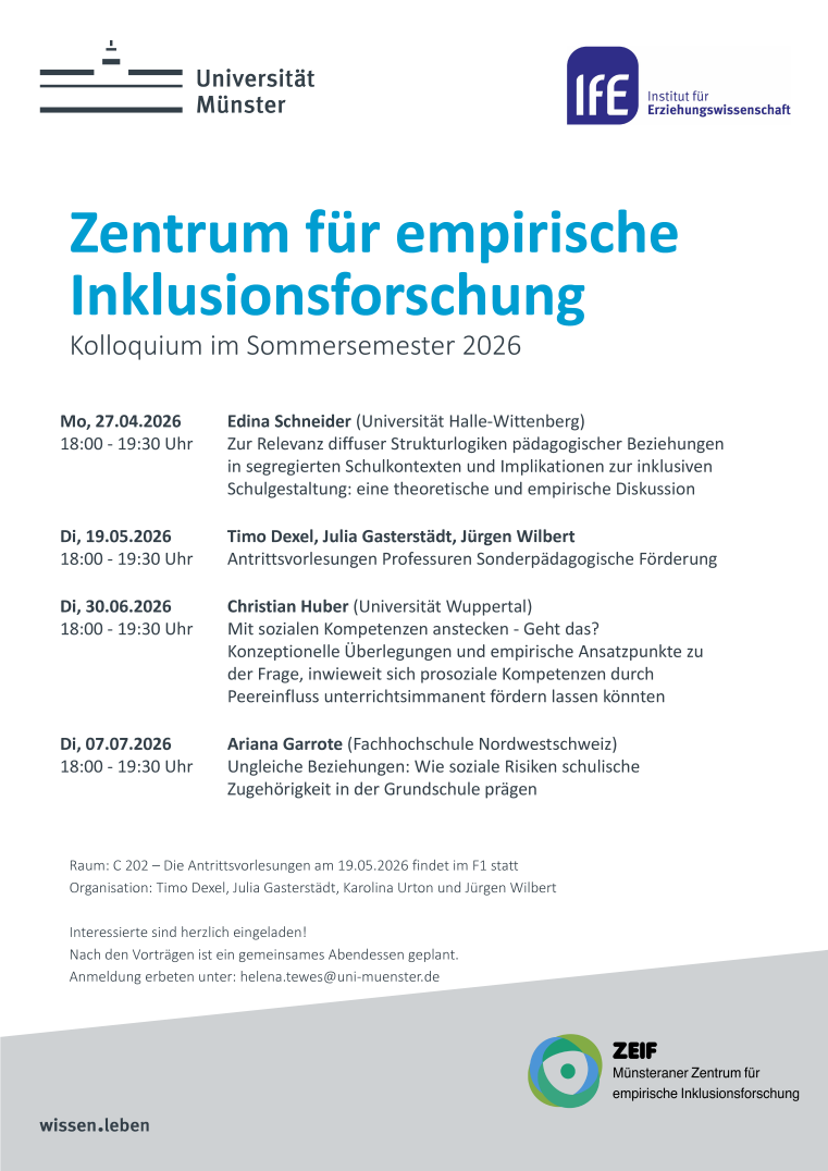 Termine für das ZEIF-Kolloquium im Sommersemester 2026