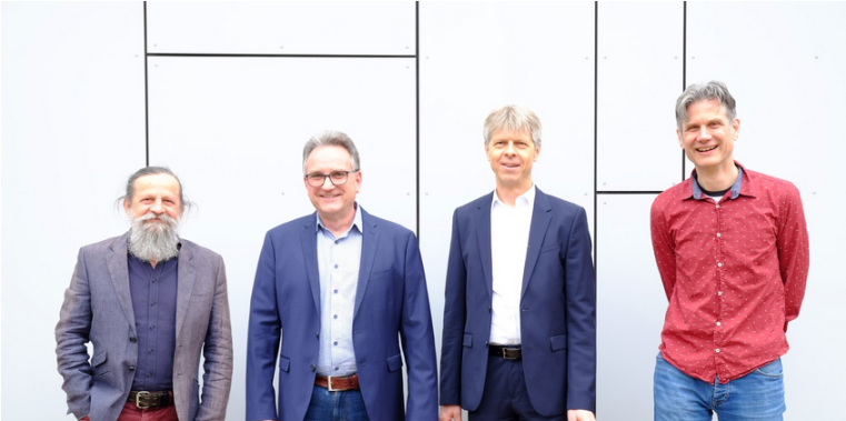 Das Bundesforschungsministerium unterstützt erneut die Professoren Anton Andronic, Alfons Khoukaz, Michael Klasen und Christian Klein-Boesing (v. l.). 