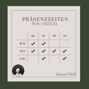 Präsenzzeiten im WiSe 23/24
