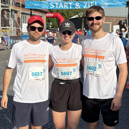 Moritz Menke, Emma Eixler-Deeters und Alex Deeters beim Leo-Campus-Run 2026