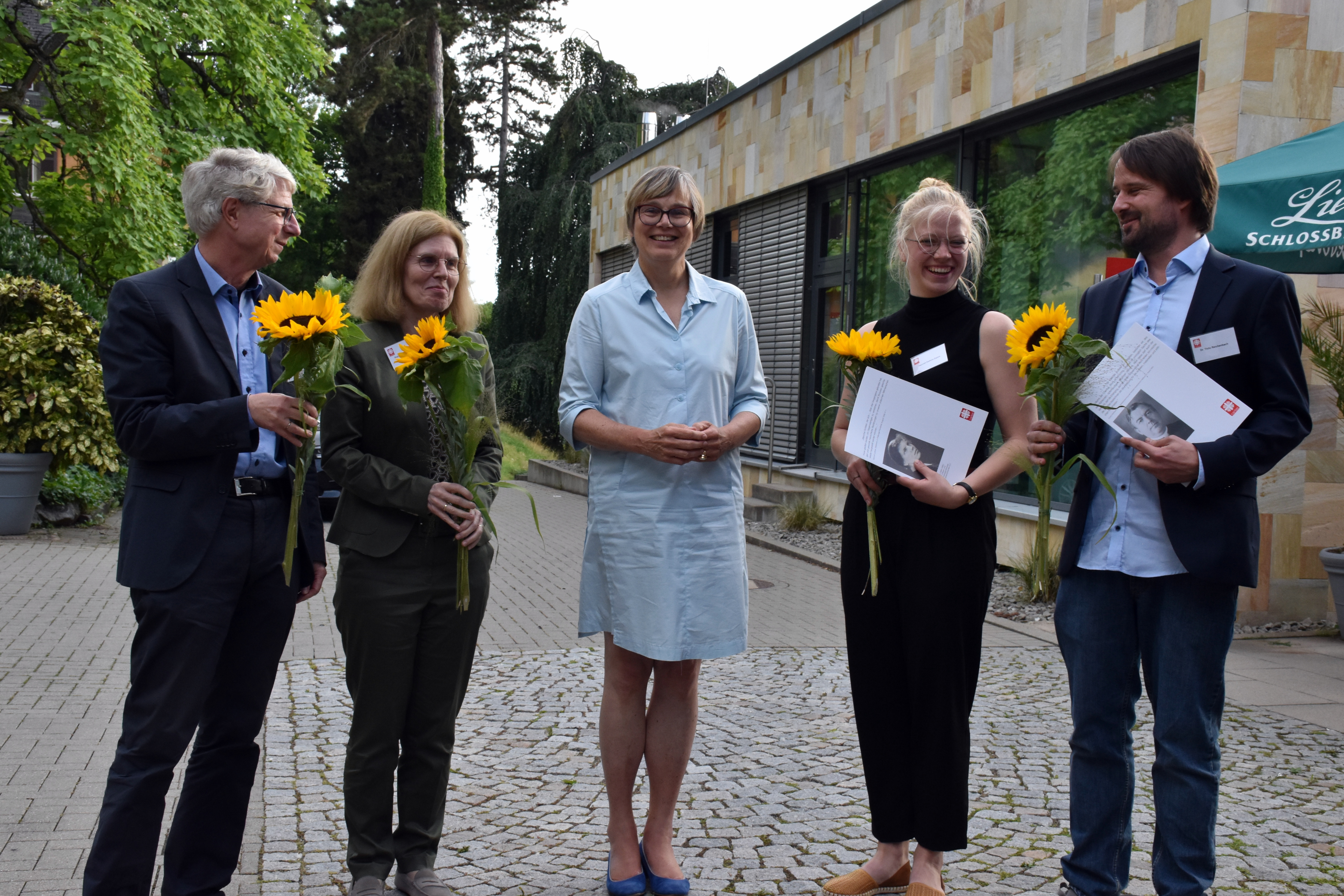 V.l.n.r. Prof. Dr. Andreas Wittrahm, Prof. Dr. Ursula Nothelle-Wildfeuer, Eva Maria Welskop-Deffaa, Hannah Damm, Dr. Thilo Reichenbach
