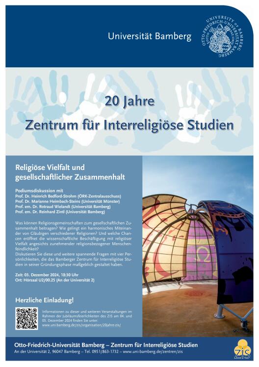 Plakat zur Podiumsdiskussion unter Beteiligung von ICS-Direktorin Prof. Dr. Marianne Heimbach-Steins am Zentrum für Interrreligiöse Studien