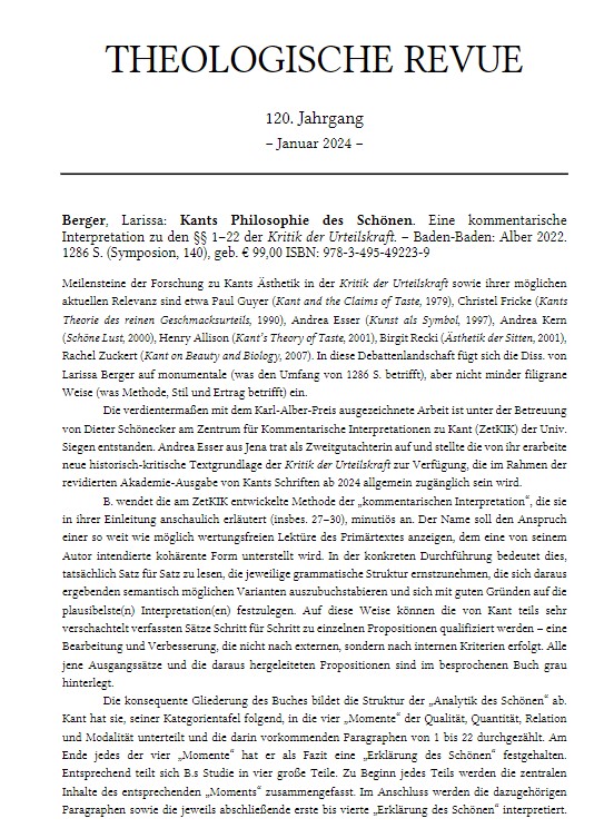 Deckblatt des 120. Jahrgangs der Theologischen Revue