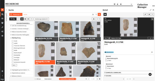 Screenshot from the CollectionManager database