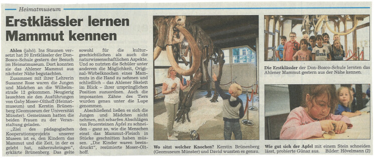 Zeitungsartikel zum Ahlener Mammut