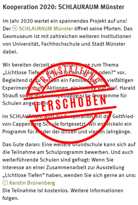 Veranstaltung verschoben