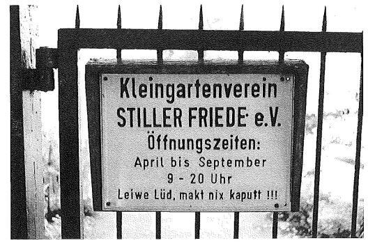 Schild des Kleingartenvereins Stille Friede e.V.