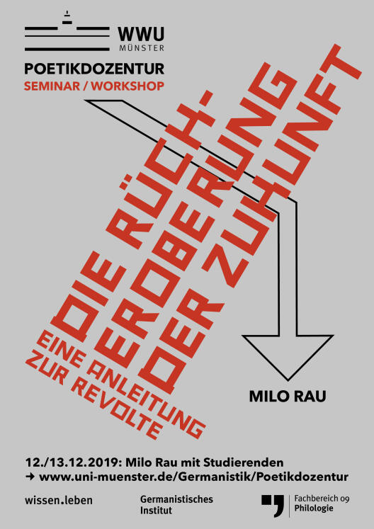 Poster der Poetikdozentur 2019 in grau-rot