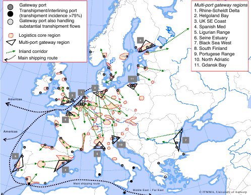 Die wichtigsten europäischen Seehafengebiete