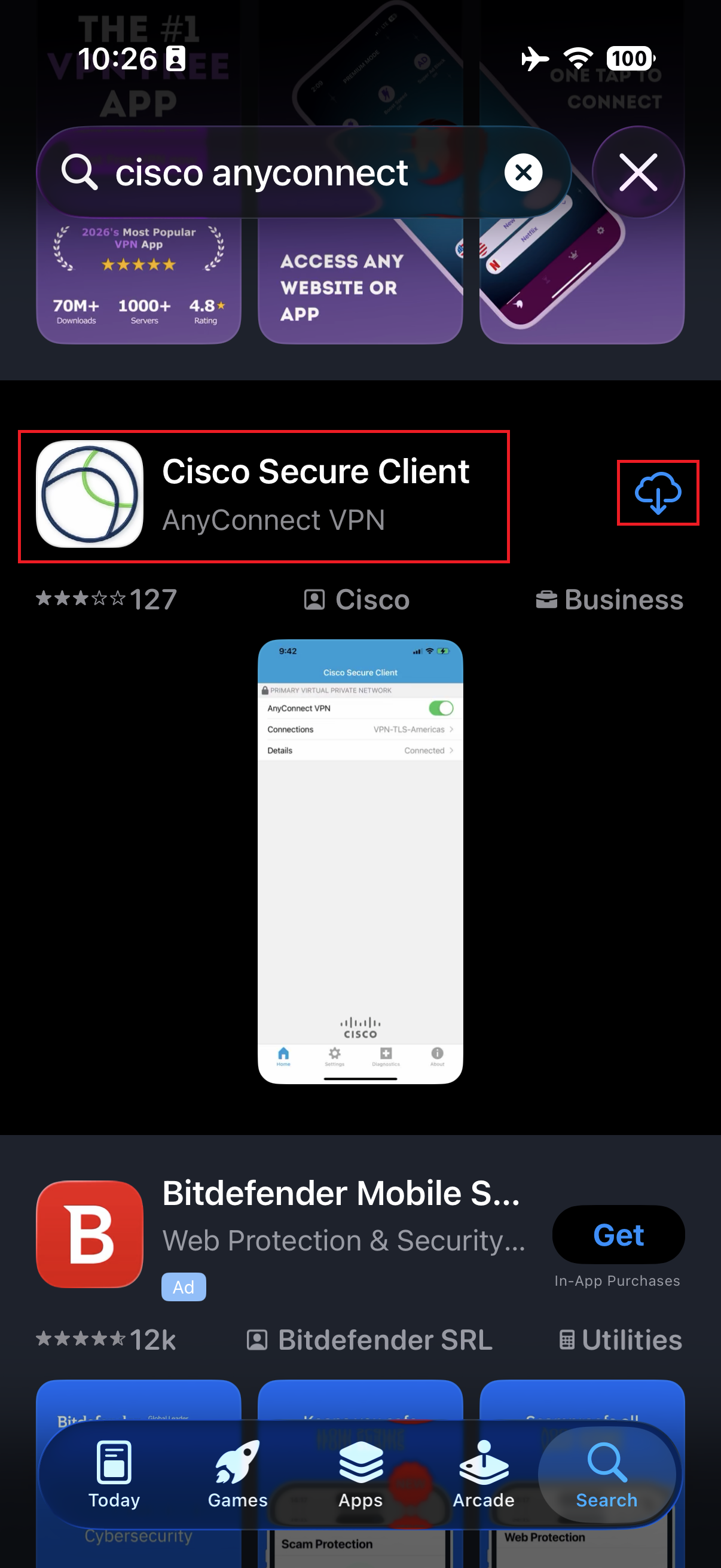 1. Download of Cisco Secure Client app
