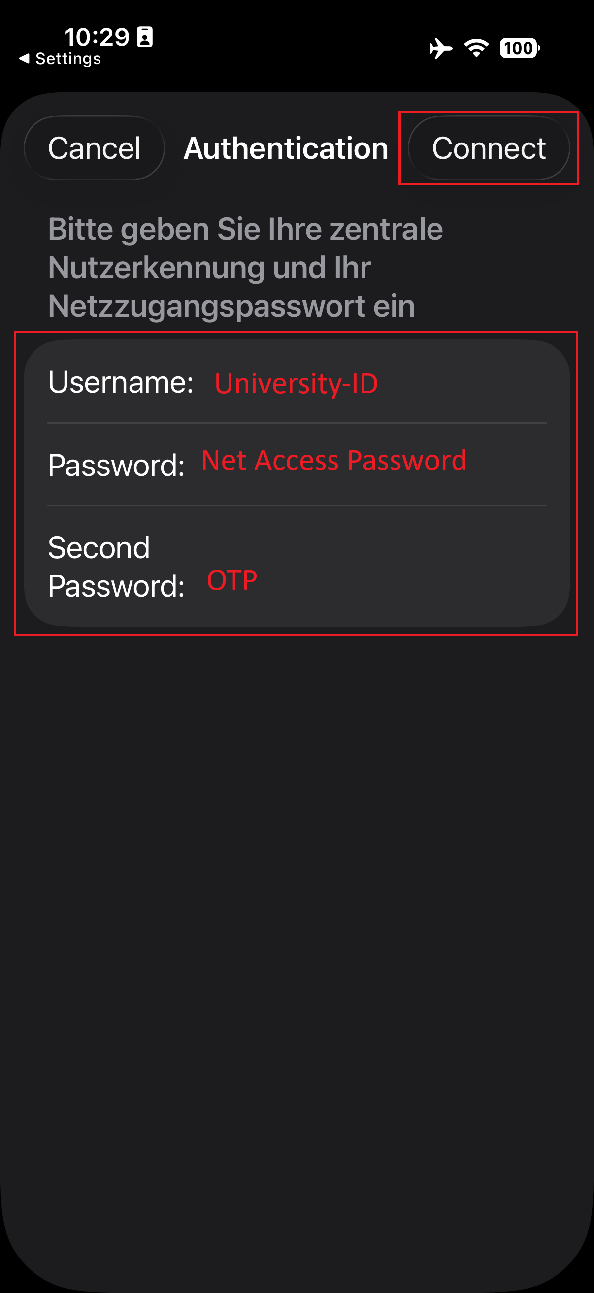 2. Input of private user date