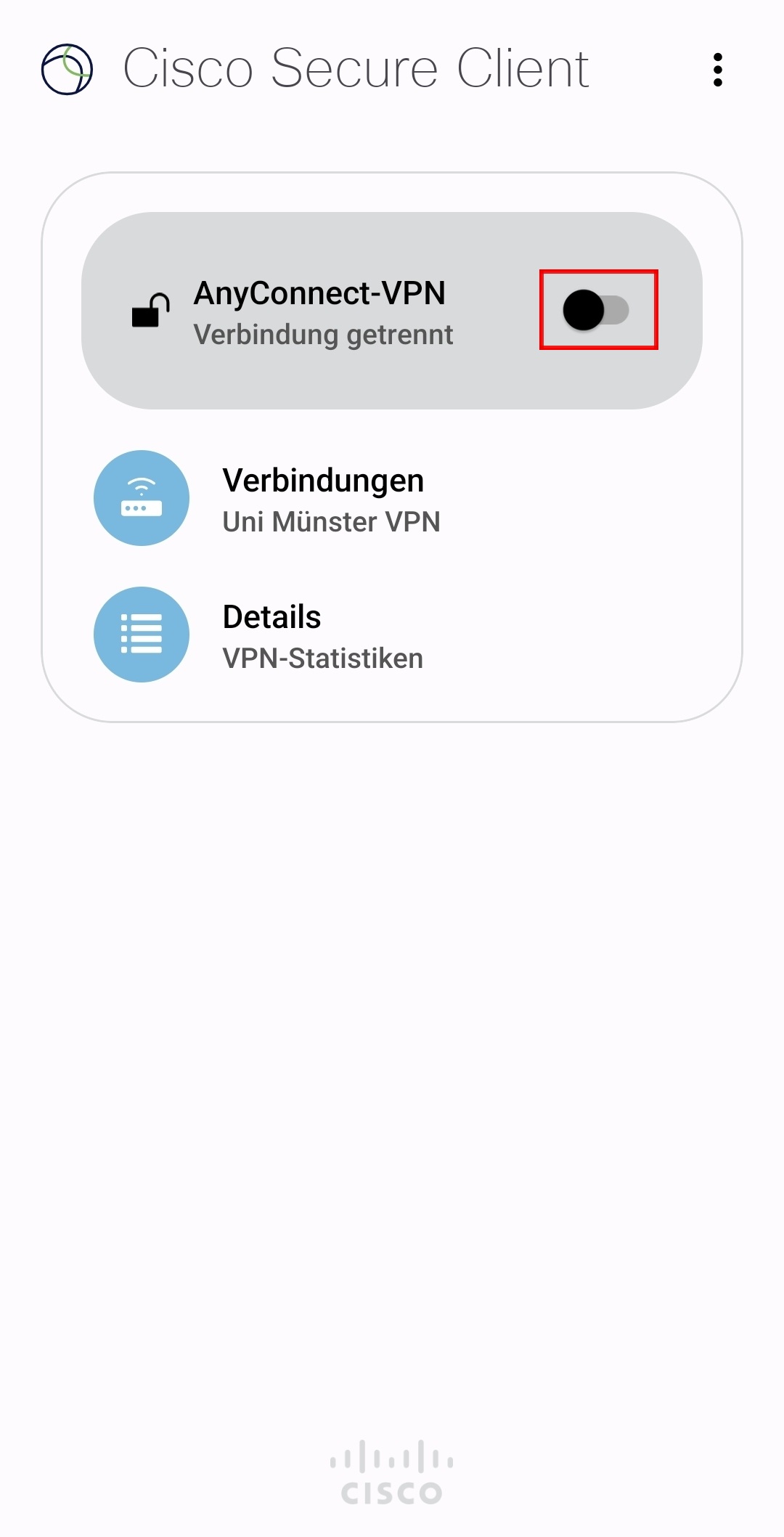 1. AnyConnect-Verbindung aktivieren