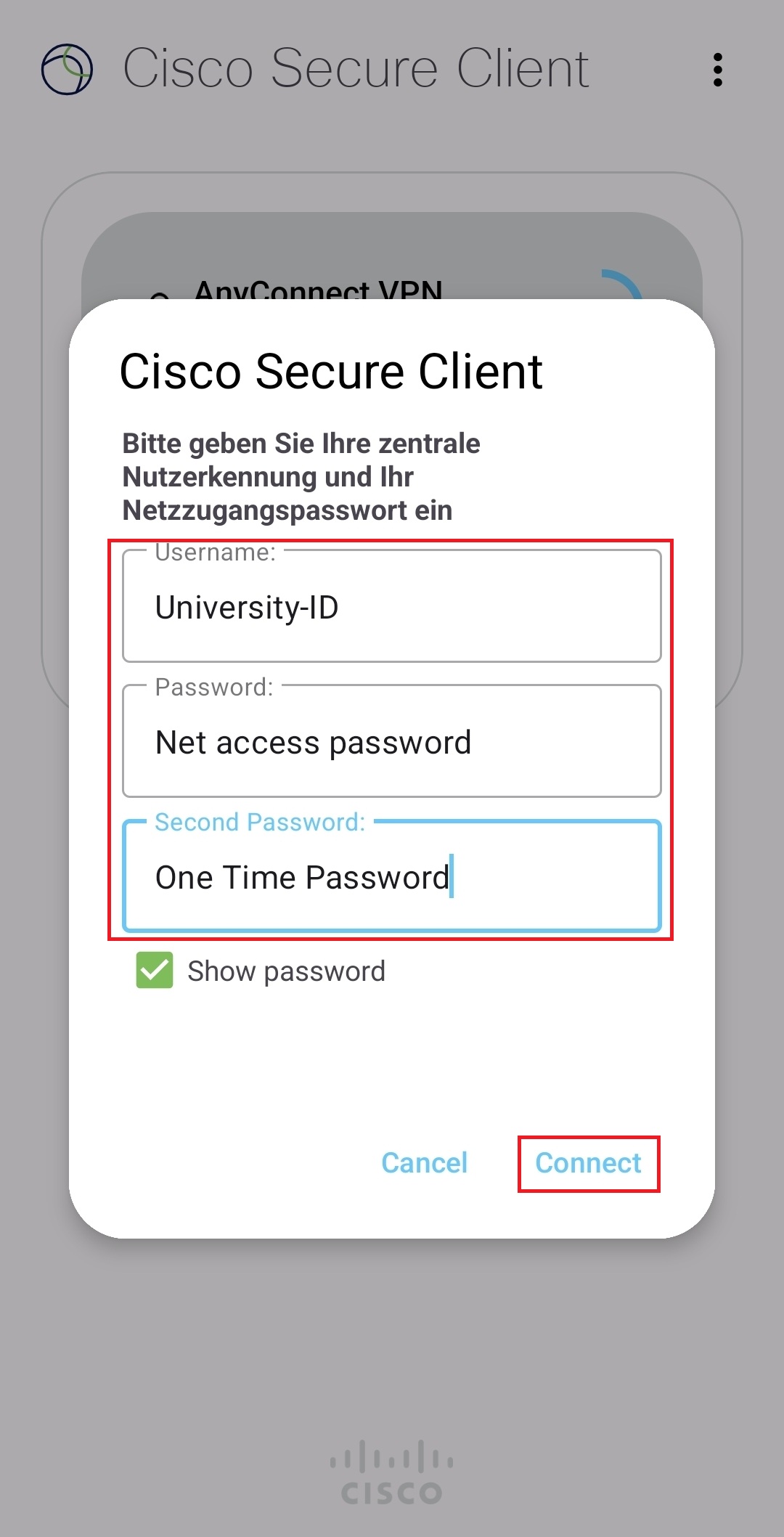 2. Entering user data