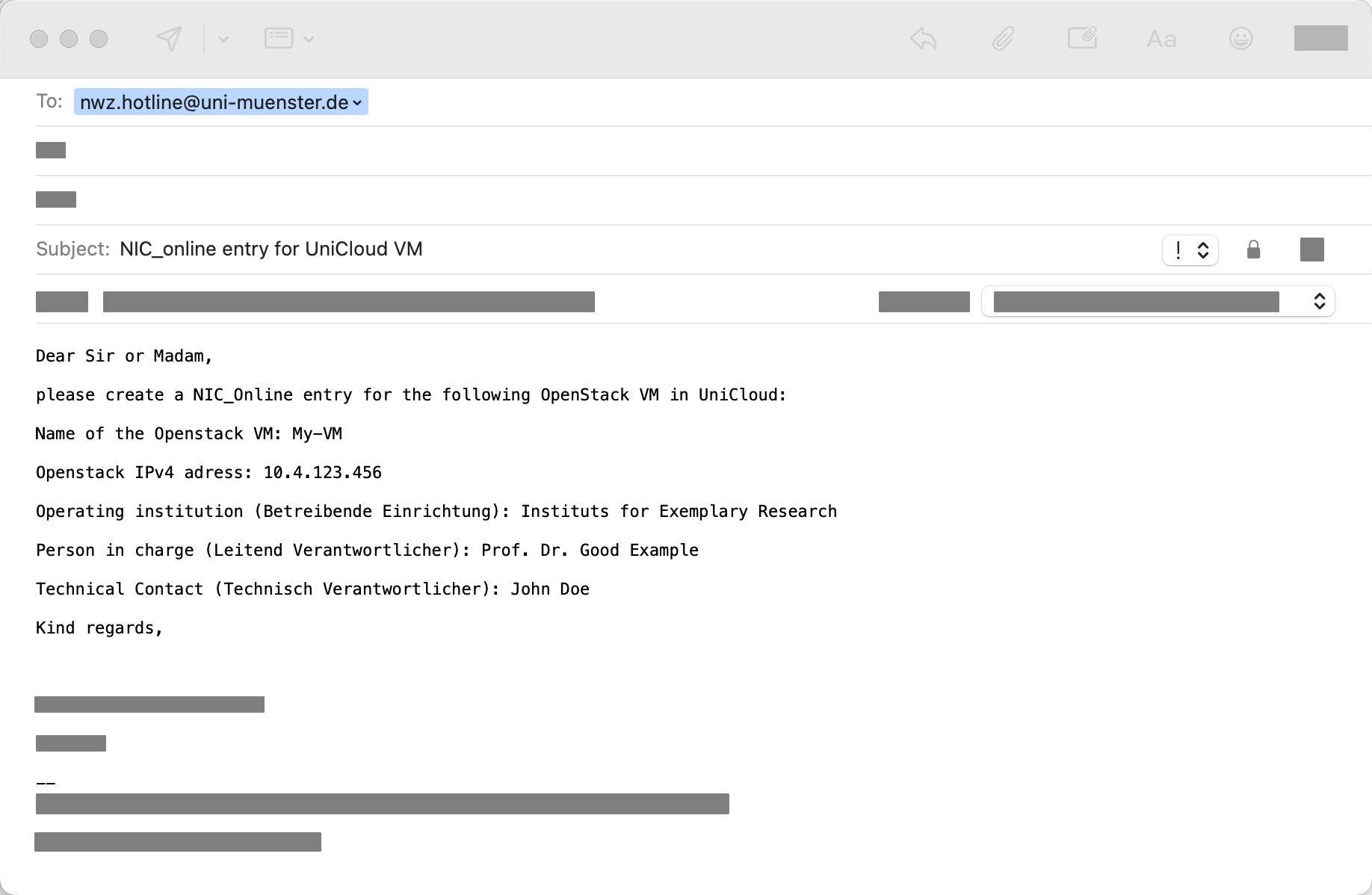 Requesting a NIC_online entry via the hotline