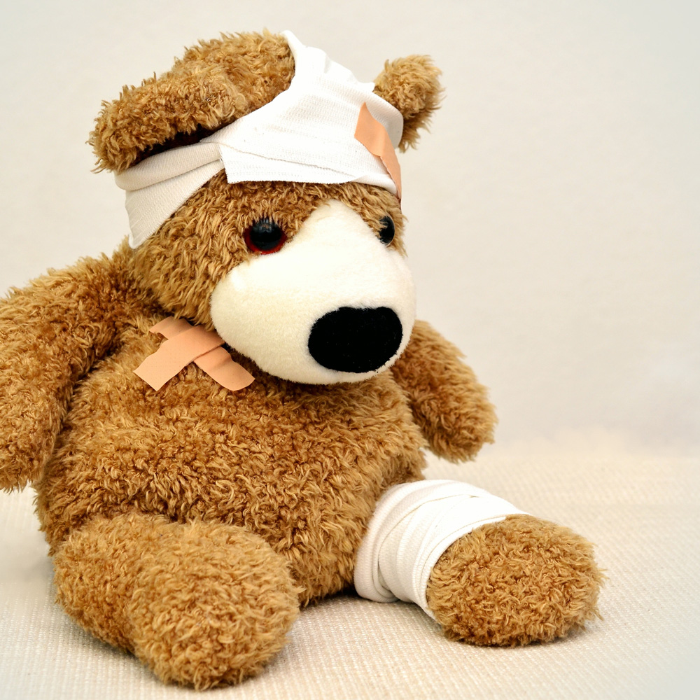 Teddy bear with a bandaid