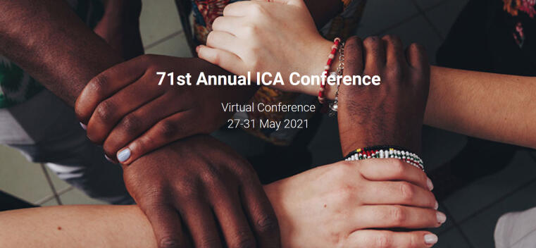 Hände von Menschen unterschiedlicher Hautfarbe bilden einen Kreis. Darüber steht "71st Annual ICA Conference"