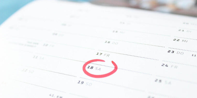 Terminkalender, ein Datum ist eingekringelt