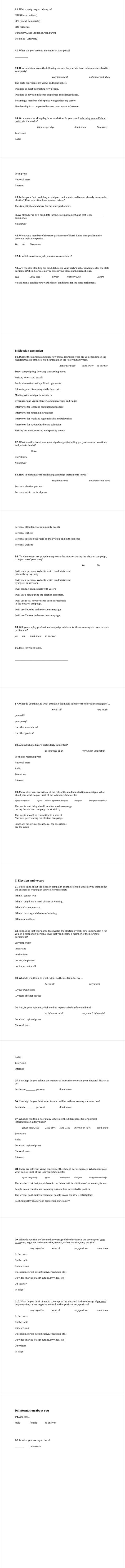 Questionaire English Version