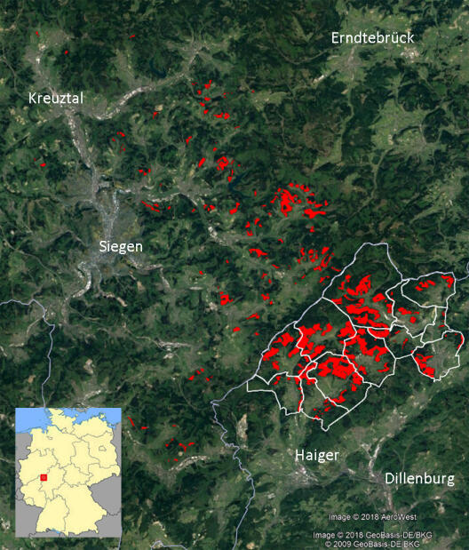 map - Study area and its location in Germany 