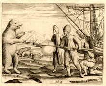 Männer von W. Barentsz kämpfen mit Eisbären