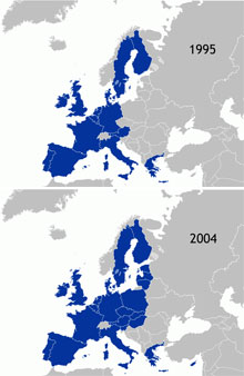 Die EU-Staaten 1995 und 2004