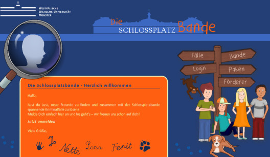 Ausschnitt von der Homepage "Die Schlossplatzbande"