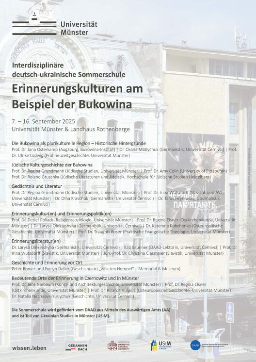 Vom 7. bis 16. September findet die Sommerschule "Erinnerungskulturen am Beispiel der Bukowina" statt.