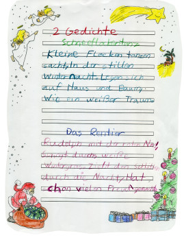 Zwei Gedichte, in der Handschrift eines Kindes geschrieben