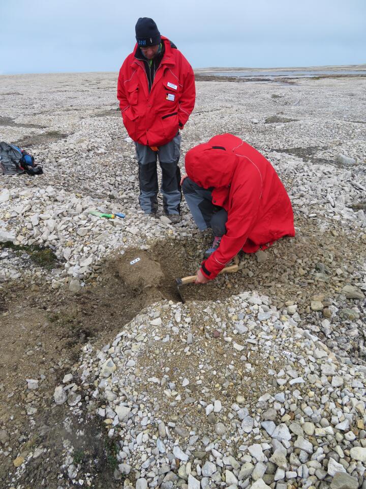 Ernst und Matteo beim Graben an einem Steinkreis