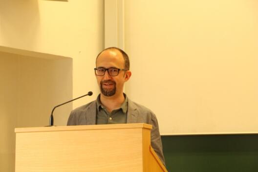 Prof. Adam Kotsko delivering his Lecture in Münster’s Fürstenberghaus.